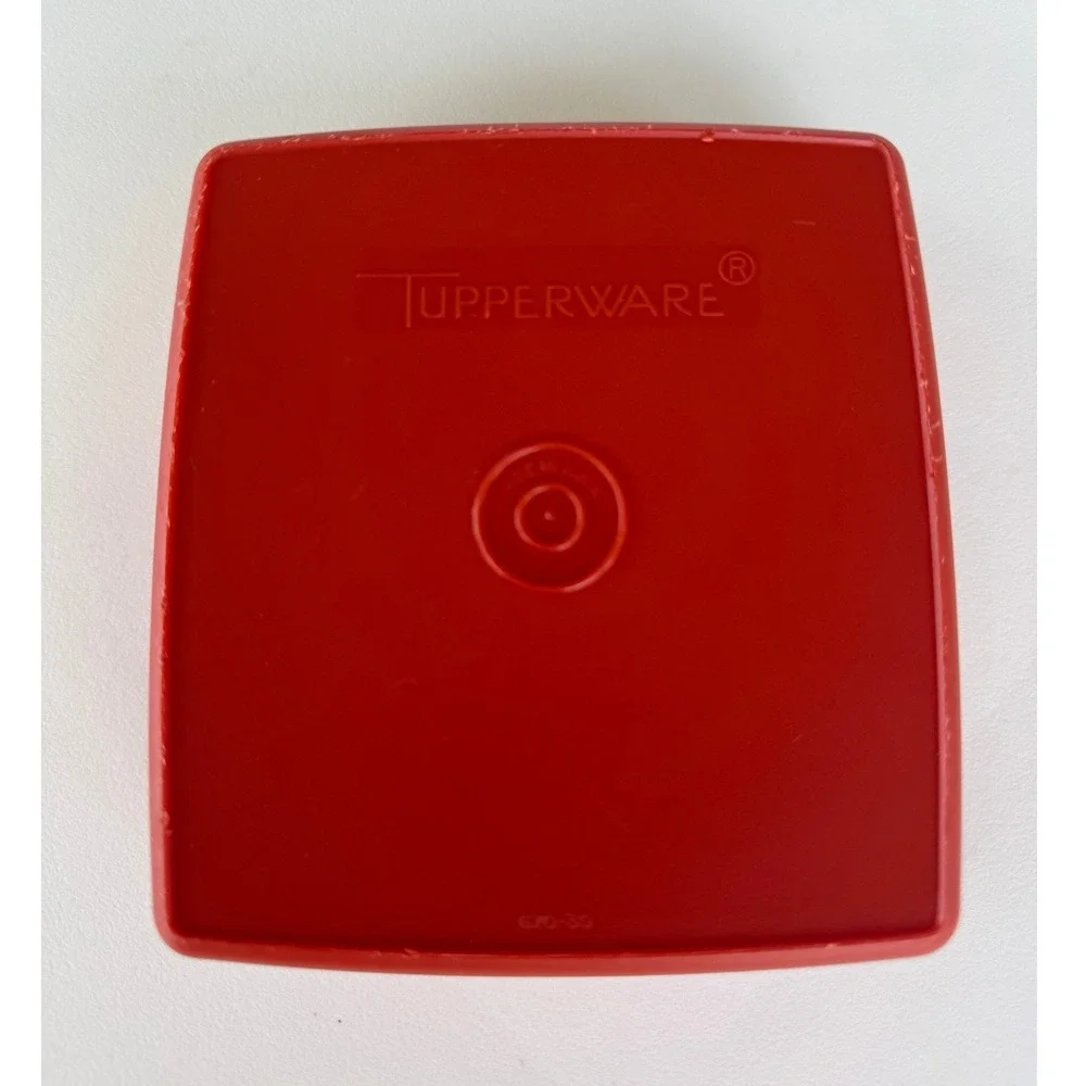 Tupperware Food Storage Container Red 5x5 Square Frosted Lid Vintage USA Kitchen